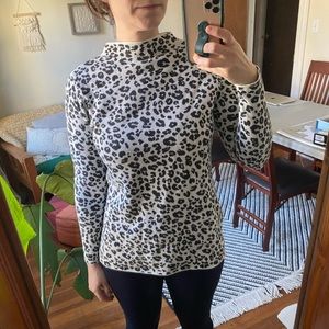 Loft snow leopard mock neck sweater